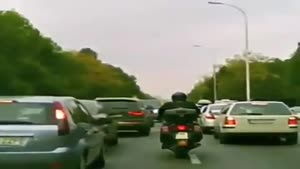 Motorcyclist Get's A Car Door Slammed In His Face