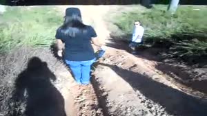 Hysterical Woman Tries To Get Down Hill