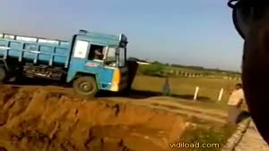Truck Tumbles Over