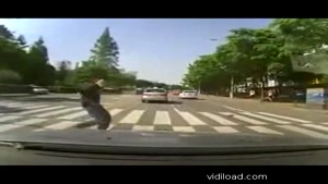 Pedestrian Jumps In Front Of A Car