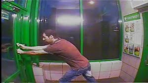 Crazy Guy Trapped In ATM