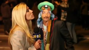 Homeless Guy Insults Blonde Reporter