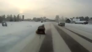 Crazy Russian Risks Life On A Tire