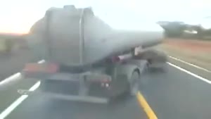 Truck Slides Over The Road
