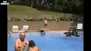 Little Boy's Backflip In The Pool