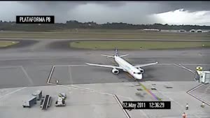Parking Plane Struck By Lightning