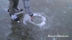 Drunk Fool Diving Half Naked In Ice Lake