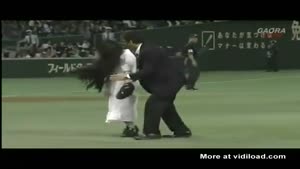 Scary Girl Enters Japanese Baseball Field