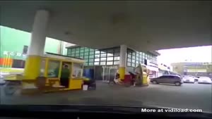 Frustrated Driver Enters Gas Station