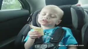 Kid Fights His Sleep To Finish His Ice Cream