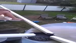 Drunk Chick Falls Through Awning