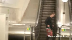 Drunk Guy Can't Handle Escalator
