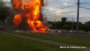 Burning Car Explodes