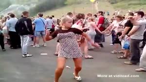 Girl Does Strange Dance At Festival