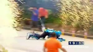 Guy In Rollersuit Going Downhill Fast