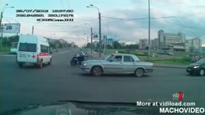 Biker Crashes Into Ambulance