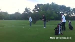 Golf Ball Hits Cameraman In The Nuts