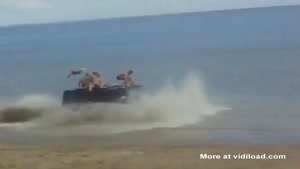 Drunk Russians On A Hummer At The Beach