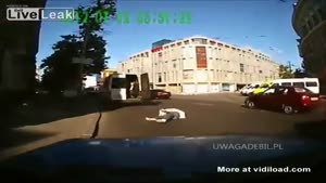 Woman Falls Out Of Moving Van