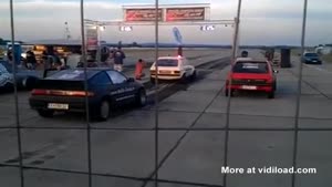 Drag Racer Reverses Into Another Car