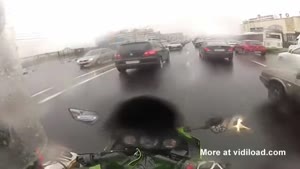 Car Really Hates Motorcyclist