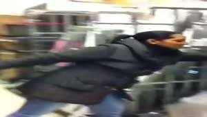 Woman Gets Surprised When Sitting On A Bean Bag