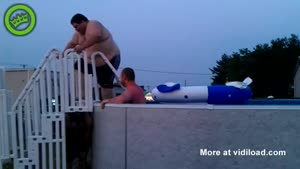 Fat Guy Has Trouble Getting Out Of Jacuzzi