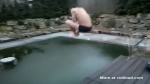 German Show Off Jumps Into Frozen Pool