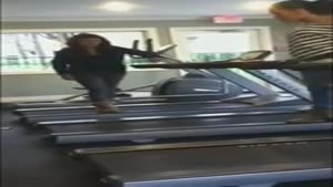 Girl's Attempt To Hop Tread Mills