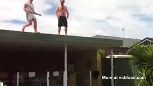 Roof Jump In The Pool Goes Differtent Than Planned