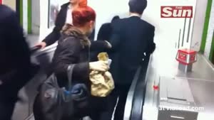 Japanese Guy Doesn't Understand The Escalator