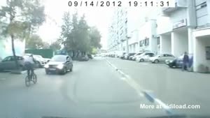 Cyclist Jumps Random Car