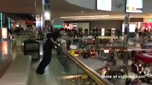 Crazy Guy Does Epic Jump In The Mall