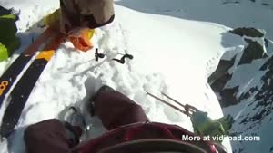 Clumsy Skier Falls Off Mountain
