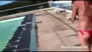 Douchebag Falls Into Pool After Pushing Girl