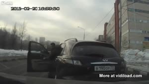 Armed Guy Forgets The Hand Brake