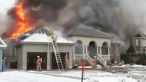 Firefighters Fall Off Ladder