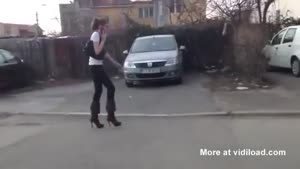 Girl Has Trouble Walking In Heels