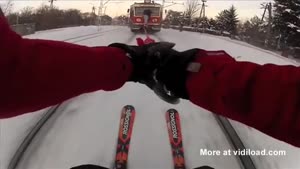 Skiing Behind A Train