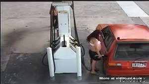 Girl Destroys Entire Gas Pump