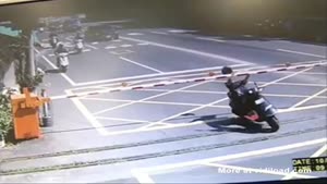 Scooter Driver Crashes Into Crossing Gate