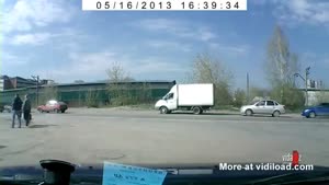 Uncautious Scooter Driver Crashes Into Truck