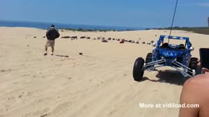 Truck Jumps Dune And Crashes