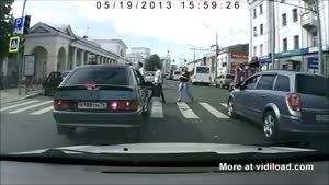 Frustrated Pedestrian Jumps On The Hood