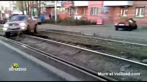 Car Stuck On Tram Tracks