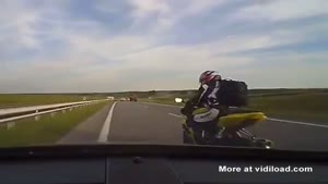 Motorcycle Messing With Car Gets Rear Ended