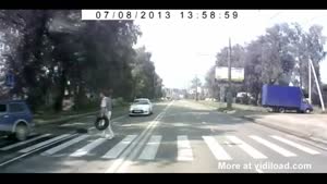 Pedestrian Crossing Only Lost His Tire