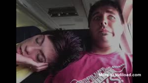 Stranger Sleeps On Guys Lap During Flight