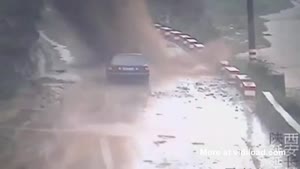 Car Ends Up Under Landslide
