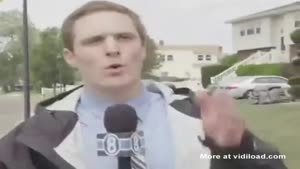Reporter Walks Right Into Traffic Sign